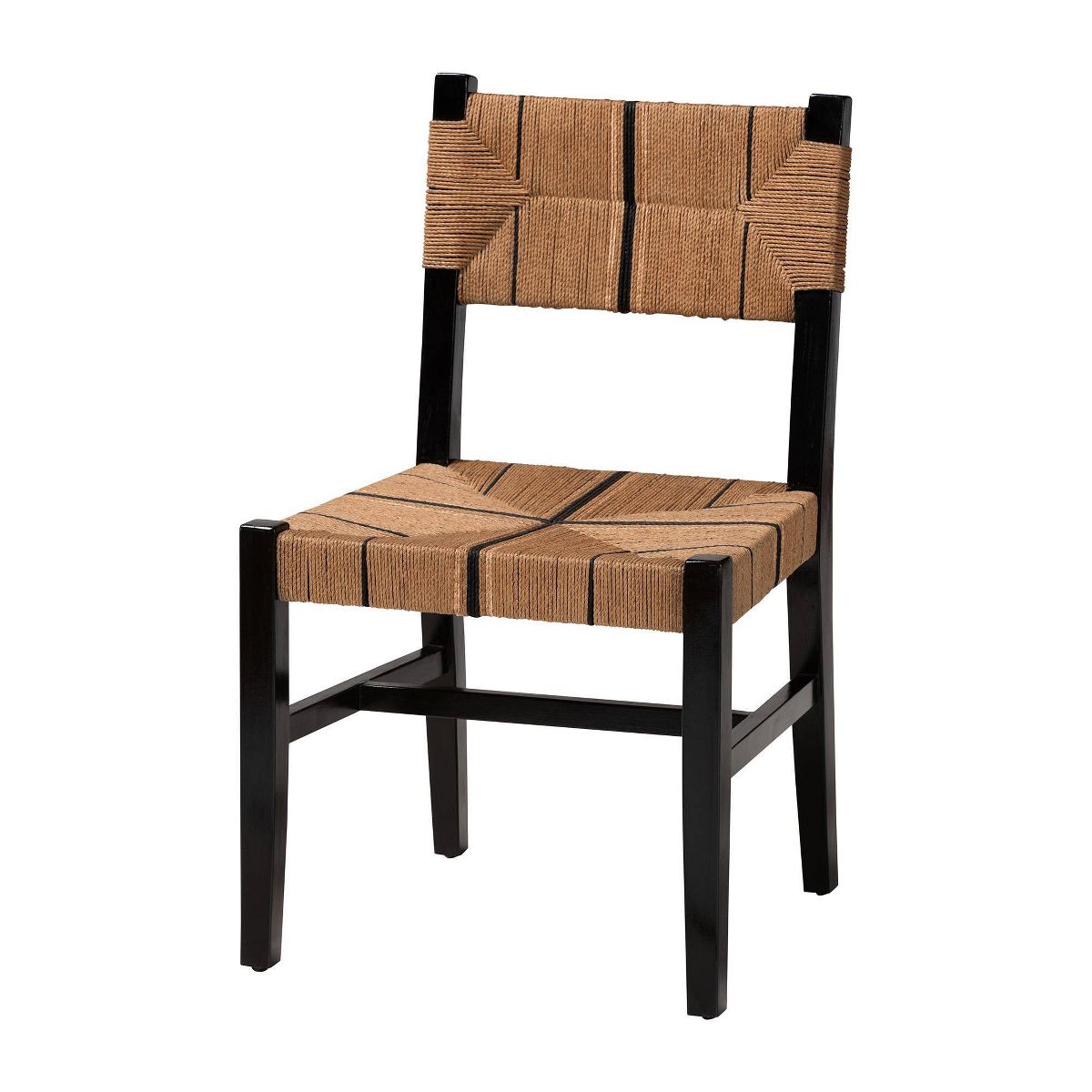 bali & pari Prita Paper Loom and Mahogany Wood Dining Chair Brown/Black - thumbnail 8