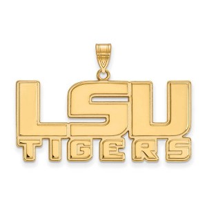 Black Bow Jewelry 10k Yellow Gold Louisiana State Fighting Tigers NCAA Large Pendant - 1 of 3