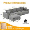 102.4" Plush Corduroy L-Shaped Sectional Sofa, 1 Ottoman, Deep Seat - 2 of 4