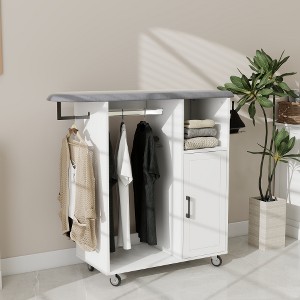 ORRD Ironing Cart with Rolling Board, Multipurpose Cabinet on Wheels, Compact Ironing Solution for Laundry Room, Bedroom, Cloakroom, White - 1 of 4