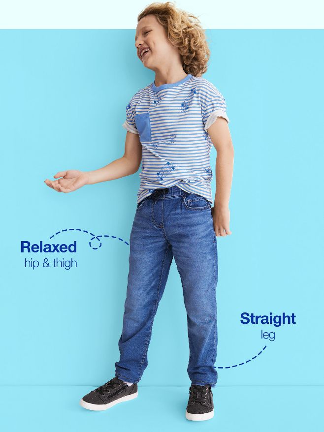 Superstretch Wide Leg Jeans - Denim blue - Kids
