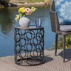 15.75in Outdoor Elegant Side Table, Patio Round Hollow End Table, Lightweight Metal Frame Stool, Lace Cut Accent Table Nightstand - 2 of 4