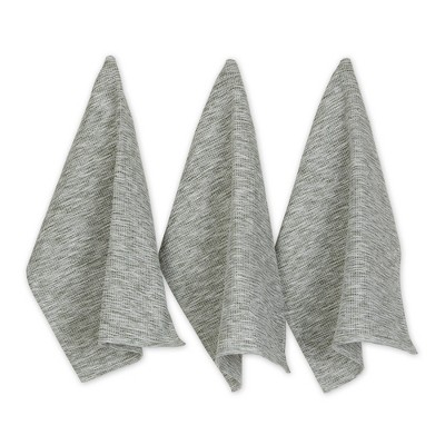 Design Imports Sage/Off-White Tonal Recycled Cotton Waffle Dishtowel Set/3