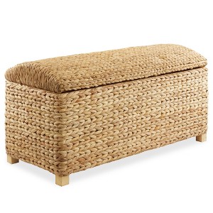 Casafield 36" Storage Trunk with Curved Lid, Safety Hinge - Water Hyacinth Wicker Storage Chest Basket for Bedroom, Entry Way, Living Room - 1 of 4
