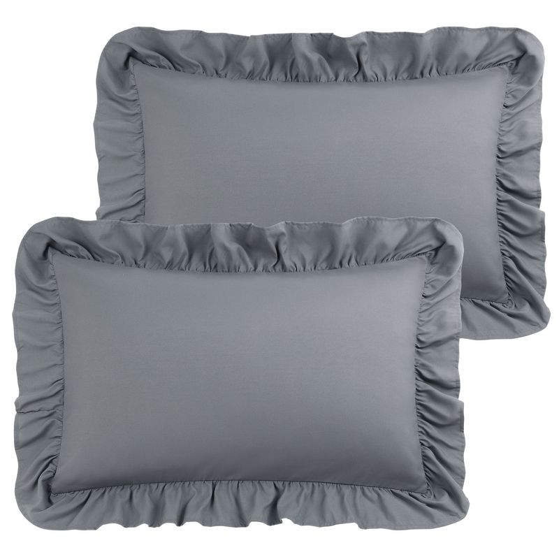 PiccoCasa 100% Brushed Microfiber Ruffled Soft Breathable Envelope Closure Pillowcases 2 Pcs, 1 of 6