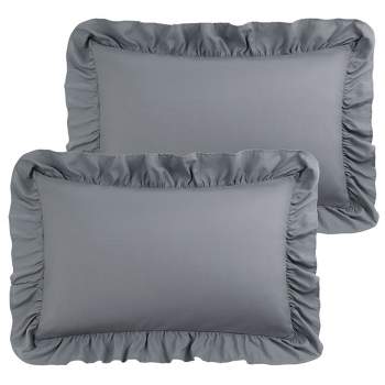 PiccoCasa 100% Brushed Microfiber Ruffled Soft Breathable Envelope Closure Pillowcases 2 Pcs