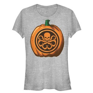 Juniors Womens Marvel Halloween Hydra Pumpkin T-Shirt - 1 of 3