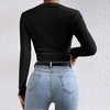 Womens Tops Long Sleeve Waffle Knit Crew Neck Side Ruched Pullover Top - 2 of 3