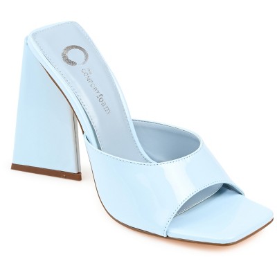 Journee Collection Womens Kammali Tru Comfort Foam Open Square Toe Block Heel Sandals Blue 7.5