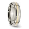 Black Bow Jewelry Titanium and Gold Tone, 6mm Grooved Unisex Comfort Fit Band - 4 of 4