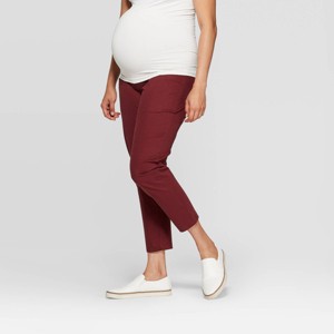 Maternity Crossover Panel Chino Pants - Isabel Maternity by Ingrid & Isabel Red 12, Women