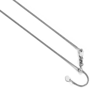 Black Bow Jewelry 1mm 10k White Gold Adjustable Solid Wheat Chain Necklace - 1 of 4
