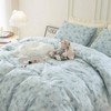 King Floral Duvet Cover, Brushed Microfiber 3 - Piece Set, Garden Blue Pattern, Zipper Closure, Luxurious Soft Breathable - 3 of 4