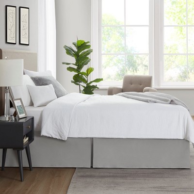 Light Gray Polyester Queen Split Corner Bedskirt