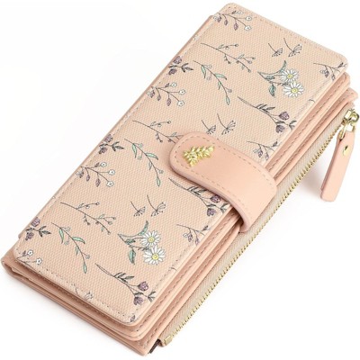 BEAFUP Women’s RFID Blocking Trifold Wallet – Large Capacity Leather Floral Wallet,20 Card Slots & Zippered Pockets for Daily Use, Travel