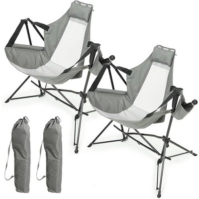 XINGHANZHENXUAN 2 Pcs Hammock Camping Chair, Folding Portable Rocking Chair with Pillow Cup Holder, Carry Bag