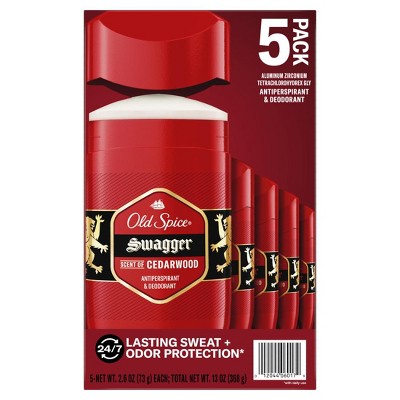 Old Spice Red Collection Swagger Scent Invisible Solid Antiperspirant and Deodorant for Men, 2.6 oz, Pack of 5