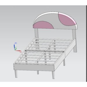 Bed Frame with Round Boucle Headboard, Upholstered Arch-Shaped Design in Soft Pink, Modern Kids Wooden Slats Bed - 1 of 1