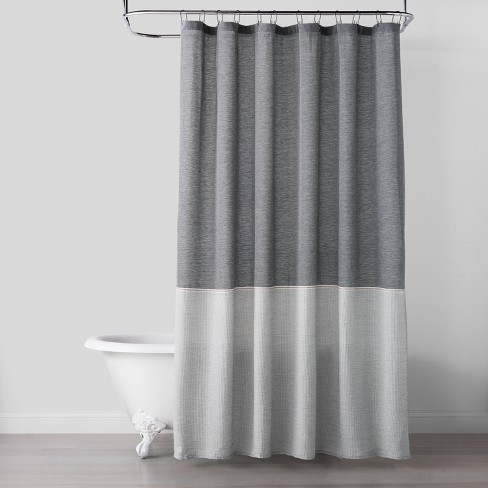 Textured Colorblock Shower Curtain, Grey And Cream Shower Curtain