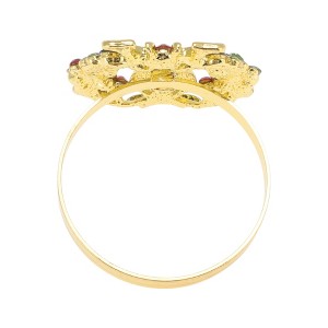 Unique Bargains Napkin Rings Stainless Steel Red Green Gold Tone 1Pc - 1 of 3