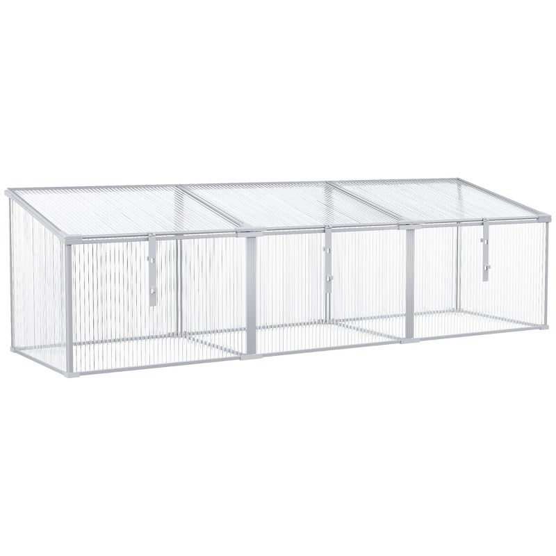 Outsunny Aluminum Vented Cold Frame Mini Greenhouse Kit with Adjustable Roof, Polycarbonate Panels, & Strong Design, 1 of 7