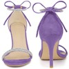 Perphy Women's Rhinestone Round Open Toe Ankle Tie Stiletto Heels Sandals - 3 of 4