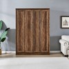 Full Size Half Self-Close and Open Murphy Bed Cabinet with Side Cabinet Bookshelf, Brown - ModernLuxe - 3 of 4
