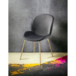 Velvet Armless Side Chair with Gold Legs and Stationary Seat (Set of 2) for Living Room - 1 of 4