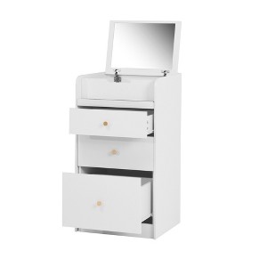 VANIRROR Small Vanity Desk with Mirror, White Makeup Vanity Set with Chair, Storage Drawers, Cute Dressing Table for Girls’ Bedroom Living Room Gift - 1 of 4