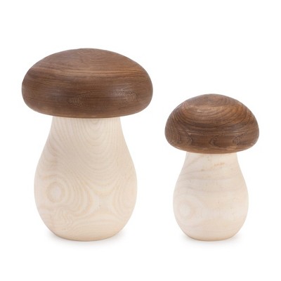 Melrose Wood Mushroom Box (Set of 2)