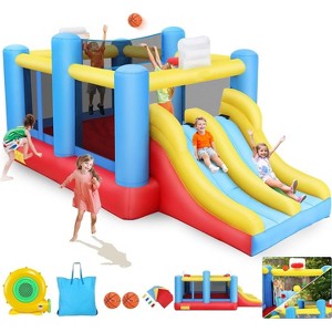 HOMDOX 15 x 8FT Outdoor Indoor Inflatable Bounce House with 550W Blower for Kids, Large Bounce Area w/Double Slide, Basketball Hoops, Volleyball Net - 1 of 4