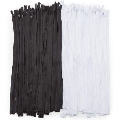 Bright Creations 100 Pieces #3 Invisible Coil Zippers for Sewing Repair Kit Replacement, 18 in, Black and White