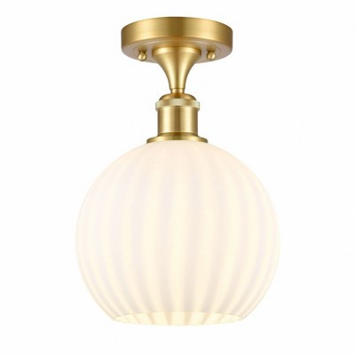 White Venetian - 1 Light Semi-Flush Mount In Modern Style-11.25 Inches Tall and 8 Inches Wide