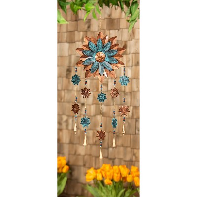 Blue and Copper Flower Metal Wind Chime
