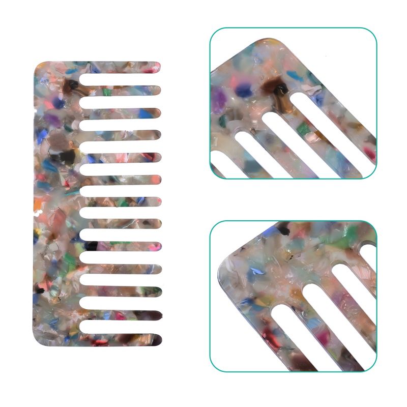Unique Bargains Anti-Static Hair Comb Wide Tooth for Thick Curly Hair Hair Care Detangling Comb For Wet and Dry Dark 2.5mm Thick 2 Pcs, 3 of 7