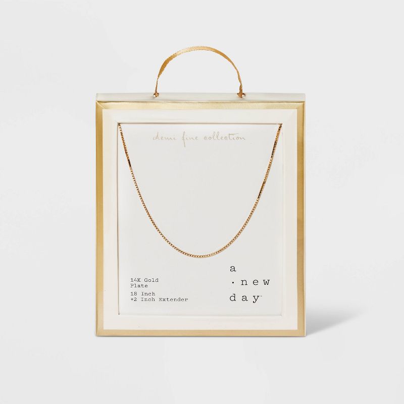 14K Gold Plated Box Chain Necklace - A New Day&#8482; Gold, 4 of 5
