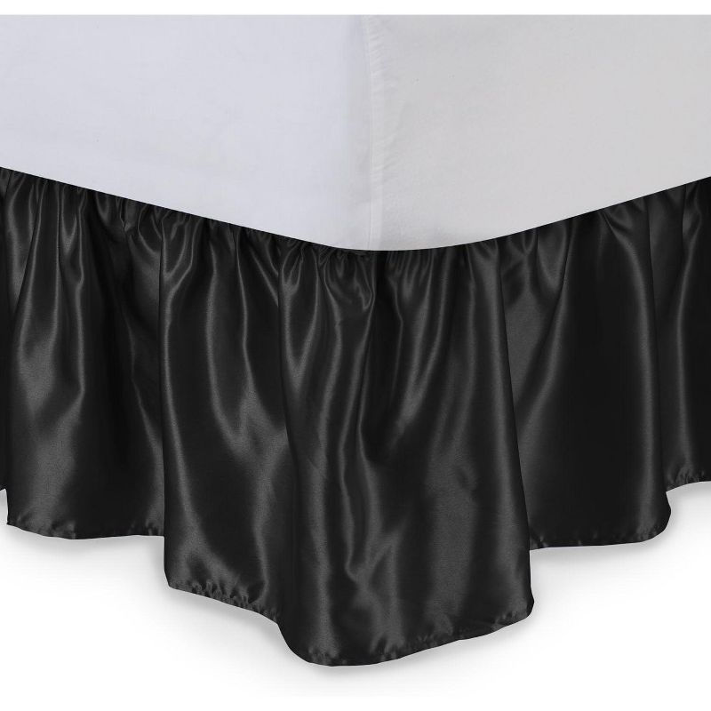 SHOPBEDDING Satin Ruffled Bed Skirt with Platform,  Wrinkle Free and Fade Resistant, 1 of 5