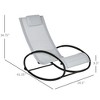Pool Lounger, Outdoor Rocking Lounge Chair for Sunbathing, Pool, Beach, Porch with Pillow and Cool Mesh, Sun Tanning Rocker - 3 of 4