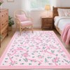Floral Rugs for Living Room Bedroom Washable Bow Pattern Area Rug Non Slip Low Pile Indoor Home Decor Carpet - 2 of 4