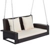 CAVINAS 2-Person Wicker Outdoor Swing Bench with Chains,Cushion,Pillow,Rattan Porch Swing for Pond,Garden,Courtyard - 2 of 4