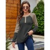 Women’s V Neck Henley Shirts Long Sleeve Waffle Tunic Tops Pullover Sweatshirts with Buttons - 2 of 4