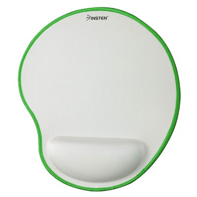 Insten Mouse Pad with Wrist Support Rest, Stitched Edge Mat, Ergonomic Support, Pain Relief Memory Foam, Arc, White, 10.5 x 9 inches