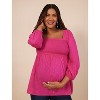 Women's Smocked Square Neck Long Sleeve Babydoll Maternity Top | Motherhood Maternity - 4 of 4