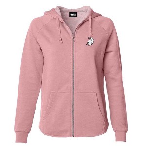 Dalix Heartly Ghost Embroidered Fleece Zip Hoodie Cold Fall Winter Women - 1 of 4