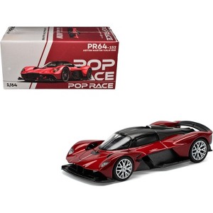 Aston Martin Valkyrie Supernova Red Metallic with Carbon 1/64 Diecast Model Car by Pop Race - 1 of 4