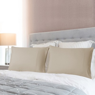 Khaki King Size Brushed Microfiber Pillow Cases with Envelope Closure