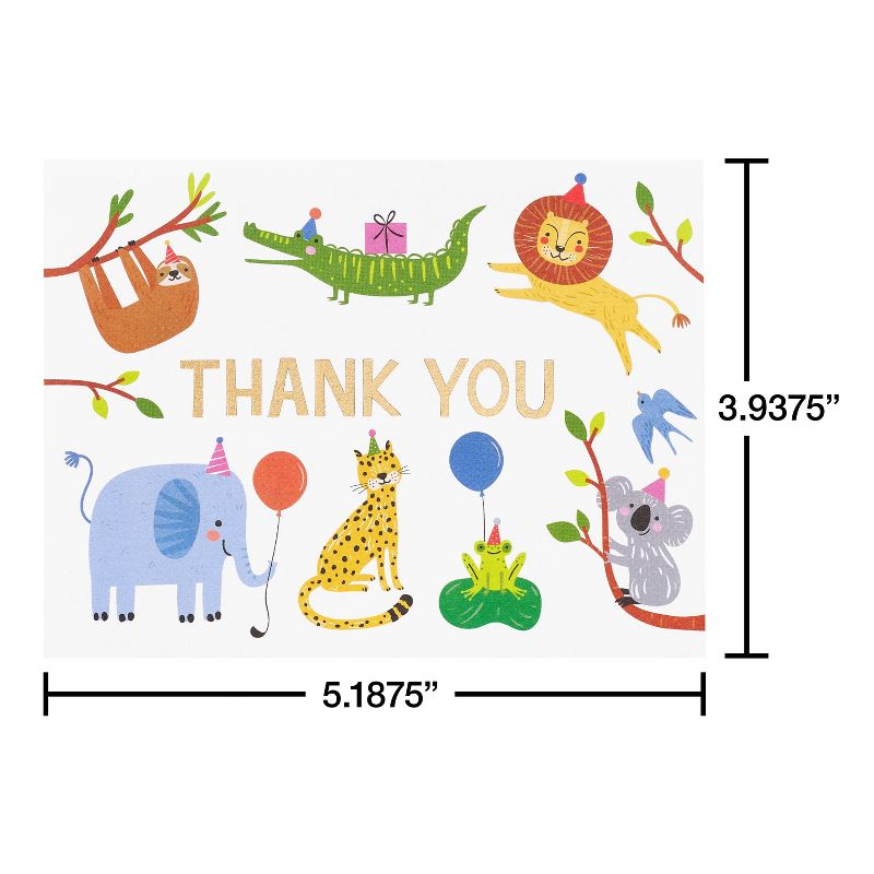 10ct Thank You Animals with Party Hats Cards, 5 of 7