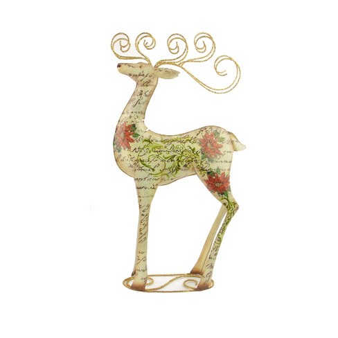 Gallerie Ii 17 Vintage Postcard Poinsettia Glitter Reindeer