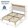 Bed Frame with RGB LED Light & Charging Station, 2-Tier Storage Headboard and Sturdy Wooden Slats Support - 2 of 4