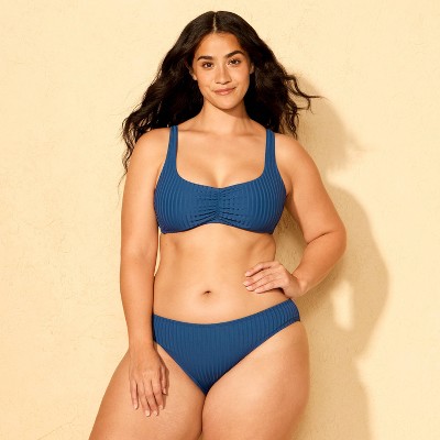 Shade & Shore Women's Ribbed Full Coverage Hipster Bottom - Shade & Shore™ Blue S — фото 4